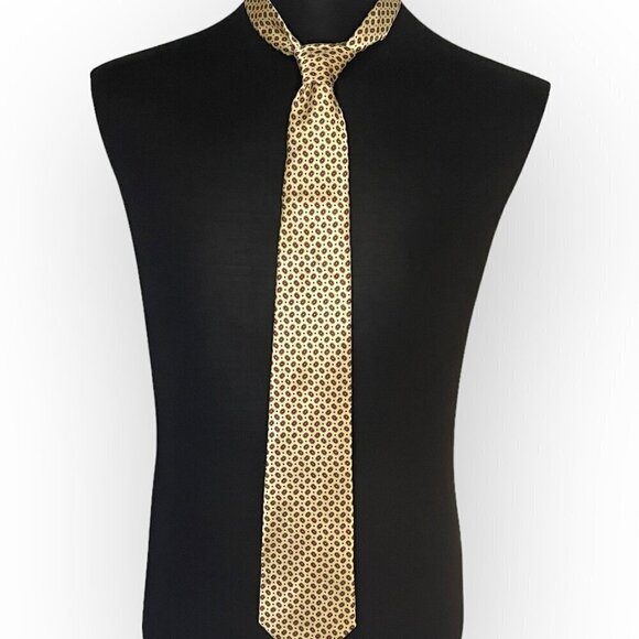 Daks Yelllow and Maroon Accent Silk Tie - Picture 1 of 3